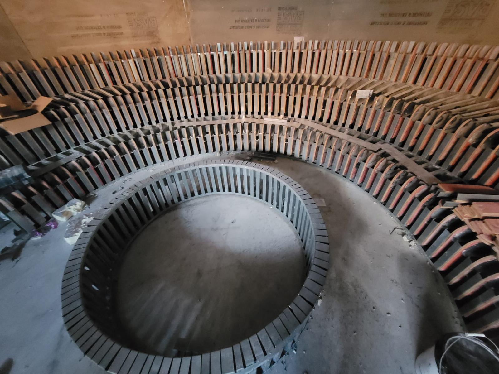 Circular structure framing overhead view